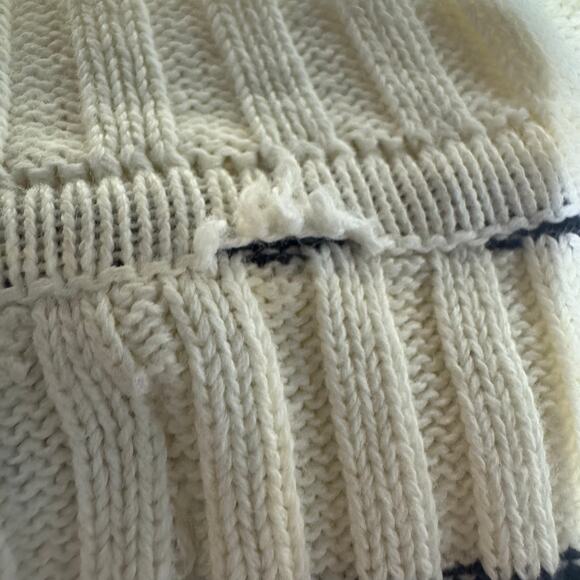 Tommy Hilfiger Vintage Y2K Striped Turtleneck Sweater Women’s M Cream Navy - Picture 10 of 12